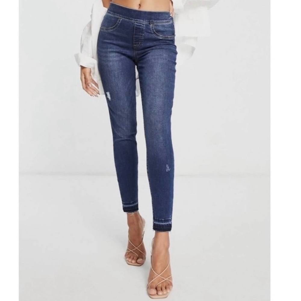 Spanx Jeans Womens Small Distressed Ankle Skinny Slimming Shape Wear High Rise